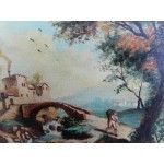 Малка стара картина масло на платно Испания - 3742